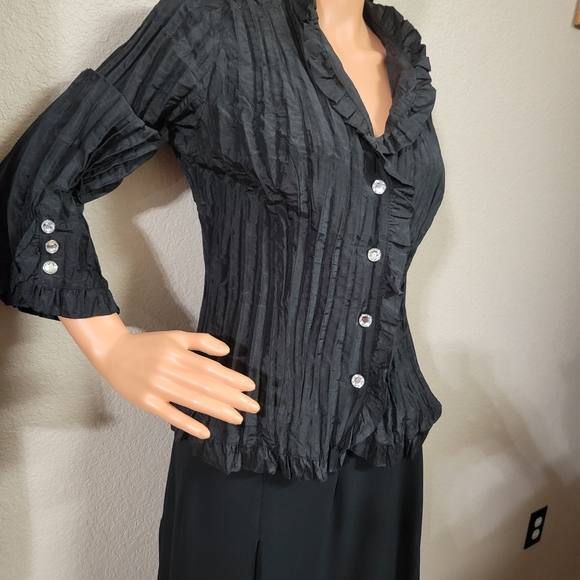 Agora Black Satin Blouse - Picture 1 of 6